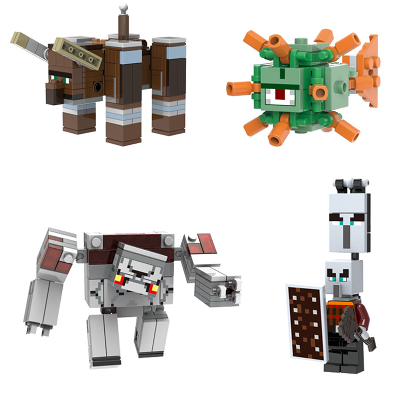 8pcs Minecraft series Slime Pillager Mooshroom minifigure blocks fit lego kids 
