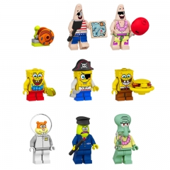 9Pcs Set Spongebob Squarepants Lego Compatible Block Mini Figure Toys FL1002