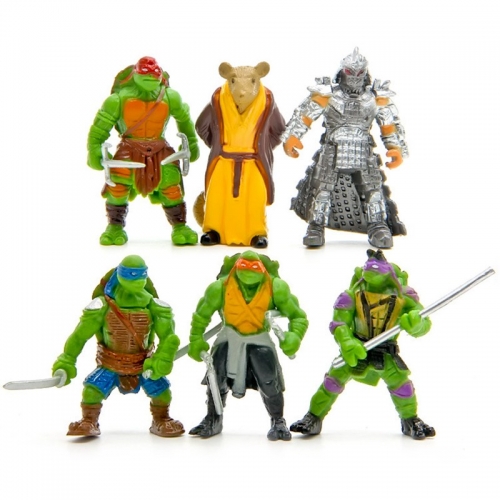 6Pcs Teenage Mutant Ninja Turtles Action Figures Mini PVC Toys 2nd Version 5cm/2Inch