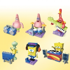 6Pcs SpongeBob SquarePants Lego Compatible The Music Party Block Mini Figure Toys in Easter Eggs SP-030402