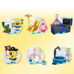 6Pcs SpongeBob SquarePants Lego Compatible Block Mini Figure Toys in Easter Eggs SP-030111