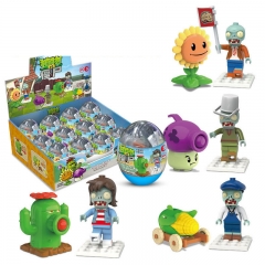 Plants vs Zombies Compatible Building Blocks Mini Figures Shooting Toys in Easter Eggs 3rd Generation 4Pcs Set