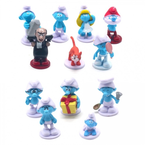 12Pcs Set The Smurfs Action Figures PVC Toys 3-5cm/1.2-2.0inch Tall