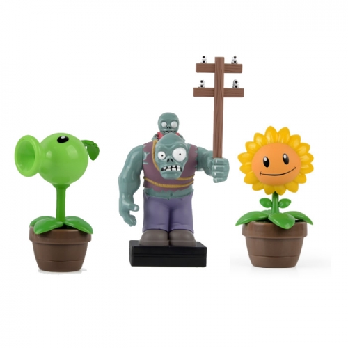 Plants vs Zombies Action Figure Toys with Stamps 3-in-1 Set in Gift Box