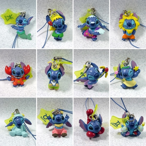 The Zodiac Stitch Figures Toys Cellphone Pendants 12pcs/Lot 1.2inch