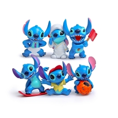 6Pcs Stitch Action Figures Mini PVC Toys 6cm/2.4" Tall