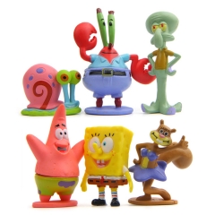 6Pcs SpongeBob SquarePants Action Figures Kit Mini PVC Toys 2.3-5.8cm/0.9-2.3Inch Tall