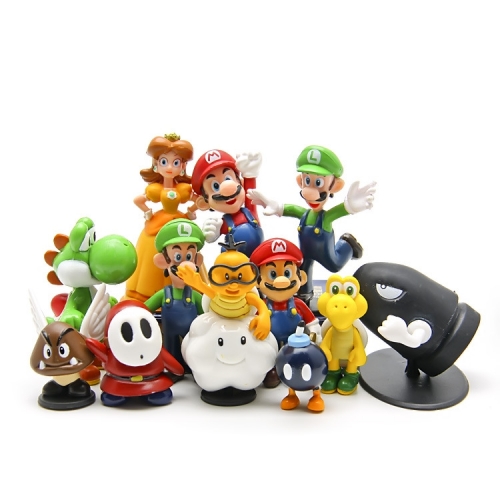 12Pcs Super Mario Action Figures Mini PVC Toys 4-6.5cm/1.6-2.6Inch Tall