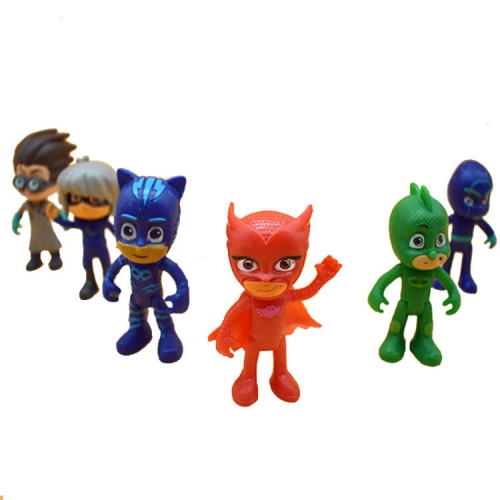 6Pcs PJ Action Figures Catboy Gekko Owlette and Romeo PVC Mini Toys 7.5-9.5cm/3-3.7Inch Tall