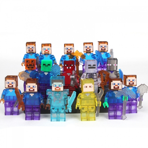 16Pcs My World Compatible Crystal Steve Block Mini Figure Toys 81000