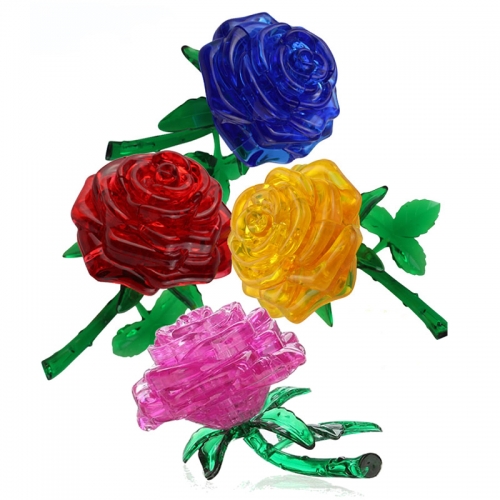 Rose 3D Crystal Jigsaw Puzzles DIY Model Toys 44Pcs
