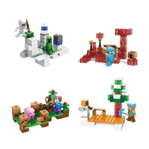 4-in-1 MineCraft Farm Snowfield Position Pasture Compatible Building Blocks Mini Figure Toys SY240