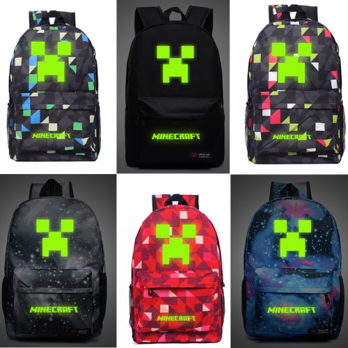 MineCraft Luminous Creeper Pattern Backpacks Shoulder Rucksacks Schoolbags