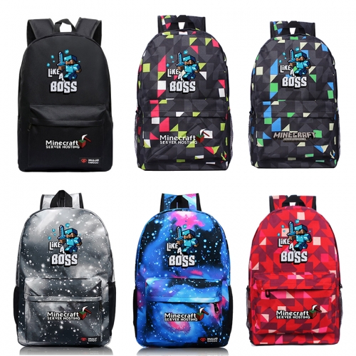 MineCraft Steve Pattern Backpacks Shoulder Rucksacks Schoolbags