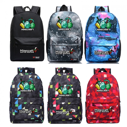 MineCraft The Sword & Pickaxe Pattern Backpacks Shoulder Rucksacks Schoolbags