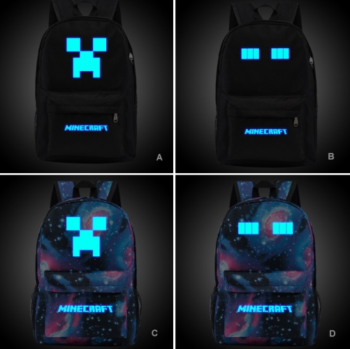 Minecraft Creeper Enderman Luminous Fashionable Backpacks Shoulder Rucksacks Schoolbags