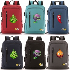 Plants Vs Zombies Laptop Backpacks Shoulder Rucksacks Schoolbags Tri-peashooter / Chomper / Jalapeno / Garlic Pattern 16Inch