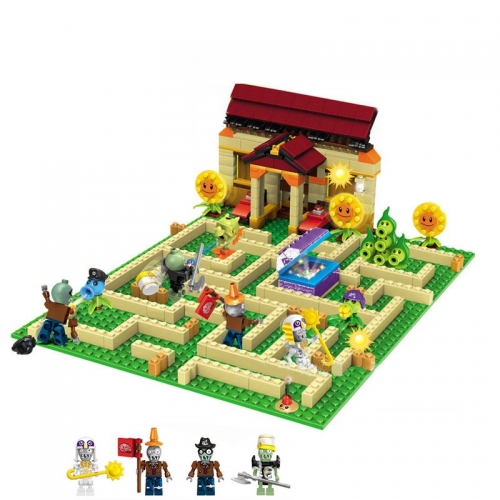 Plants vs Zombies The Garden Maze Lego Compatible Building Blocks Mini Figure Toys 385Pcs Set YG75009