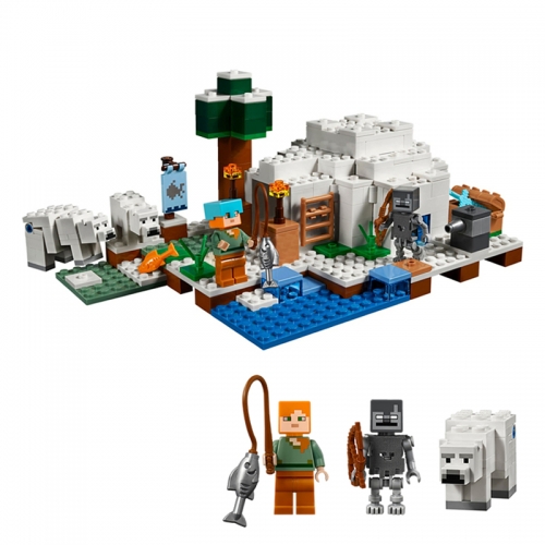 MineCraft The Igloo Alex Polar Bear Compatible Building Blocks Mini Figure Toys 278Pcs Set