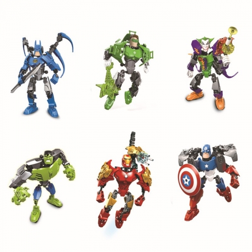 Hero Factory Lego Compatible Building Blocks Iron Man Lantern Hulk Joker Batman Captain America Figures Toys