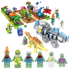 Plants Vs Zombies Dinosaurs Building Blocks Mini Figures Shooting Toys 666Pcs Set JX90073