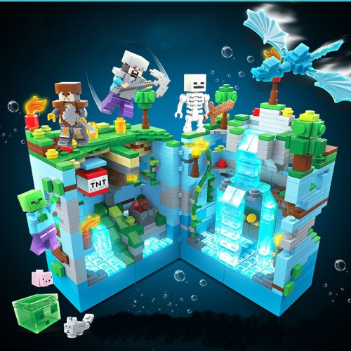 MineCraft The Underwater City Lego Compatible Building Blocks Mini Figures Toys with LED Light 898Pcs NO.696