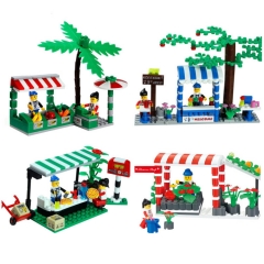 WANGE Commercial Street Series Compatible Building Blocks Mini Figure Toys Set