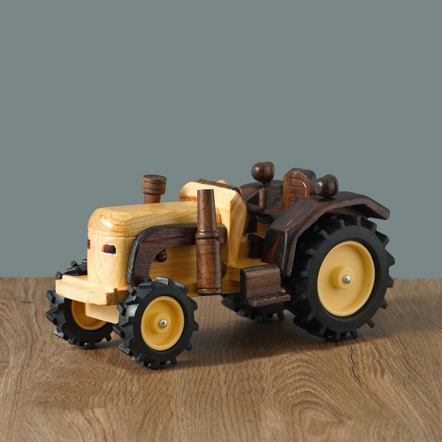 10 Inches Handmade Wooden Retro Classic Tractor Models Decorations