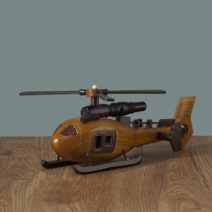 12 Inches Handmade Wooden Retro Classic Helicopter Models Decorations