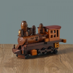 10 Inches Handmade Wooden Retro Classic Train Locomotive Models Decorations