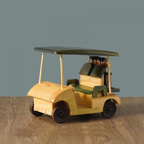 8 Inches Handmade Wooden Retro Classic Golf Cart Models Decorations