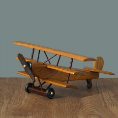 11 Inches Handmade Wooden Retro Classic Triplane Models Decorations