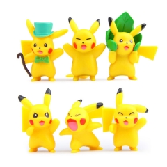 6Pcs Set Pokemon Pikachu Roles Action Figures PVC Toys 3-5cm/1.5-2Inch Tall