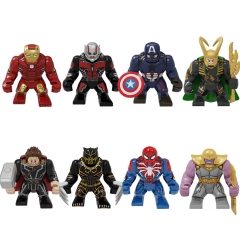 8Pcs Super Heroes Iron Man Ant Man Loki Thanos Compatible Building Blocks Mini Figure Toys Big Size 7.5cm/3Inch