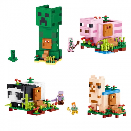 4-In-1 Minecraft The Animals Houses Compatible Building Kit Blocks Mini Figure Toys 1080Pcs Set