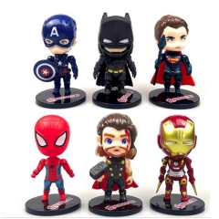 6Pcs Set Super Heroes Marvel's The Avengers Action Figures Cake Toppers PVC Cartoon Toys with Baseplates 10cm/4Inch