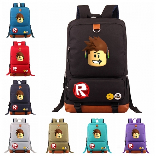 Roblox 17Inch PU Leather Bottom Fashionable Travel Backpacks Shoulder Rucksacks Schoolbags