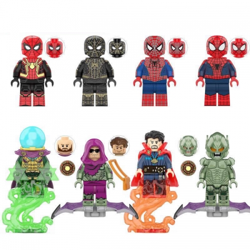 Super Heroes Spider Man Minifigures Block Mini Figure Toys 8Pcs Set KT1055