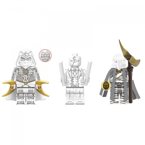 Super Heroes Moon Knight Khonsu Minifigures Block Mini Figure Toys 3Pcs Set XH1895-1897