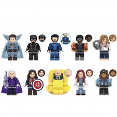 10Pcs Super Heroes Captain Marvel Wanda Black Bolt Clea Building Blocks Minifigures Mini Figure Toys X0338