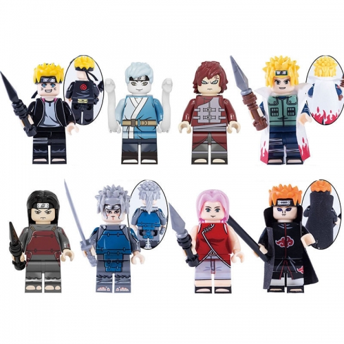 8Pcs Naruto Anime Minifigures Uzumaki Mitsuki Gaara Pain Building Blocks Mini Figure Toys KF6112