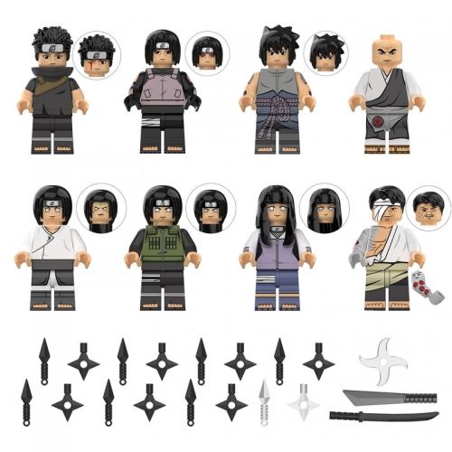 8Pcs Naruto Anime Minifigures Uchiha Shisui Itachi Chiriku Blocks Mini Figure Toys with Weapons KDL802