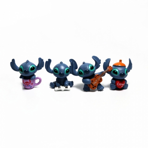 4Pcs Set Lilo & Stitch Action Figures Kit Mini PVC Figurines Toys 3-3.5cm/1.2-1.4 Inch Tall