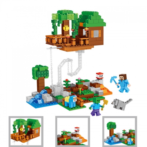 MineCraft The Floating Cabin Building Kit Blocks Mini Figure Toys Compatible with Lego 377Pcs Set 63130