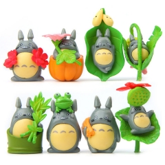 8Pcs Totoro Action Figures Leaf Oh-Totoro Anime PVC Models Mini Toys Artwares Cake Toppers Decorations 3.4-3.8cm/1.3-1.5inch Tall