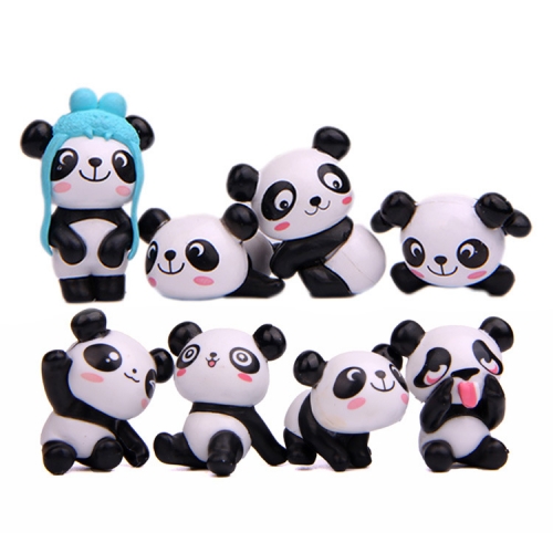 8Pcs Panda Action Figures PVC Mini Figurines Toys Cake Toppers Decorations 3-4.3cm Tall