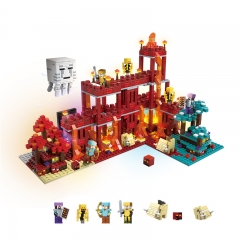 MineCraft The Lava Village Lego Compatible Building Blocks Mini Figures Toys with LED Lights 2181Pcs NO.736