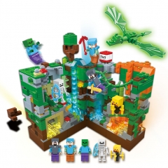 MineCraft The Forest Cave Lego Compatible Building Blocks Mini Figures Toys with LED Light 866Pcs NO.679