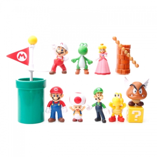 12Pcs Super Mario Action Figures Luigi Yoshi Peach PVC Mini Figurines Toys 4-10cm/1.6-4Inch Tall