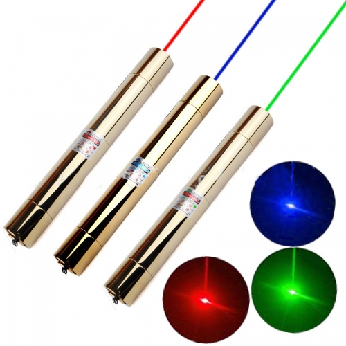 High Power Red / Green / Blue Laser Pointer Focus Adjustable Copper Torch with Starry Caps